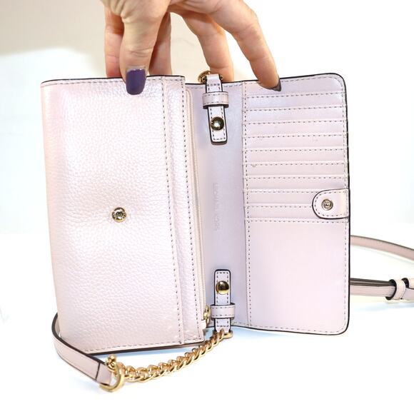 Michael Kors Jet Set Leather Crossbody Wallet – Pale Pink - Picture 6 of 6